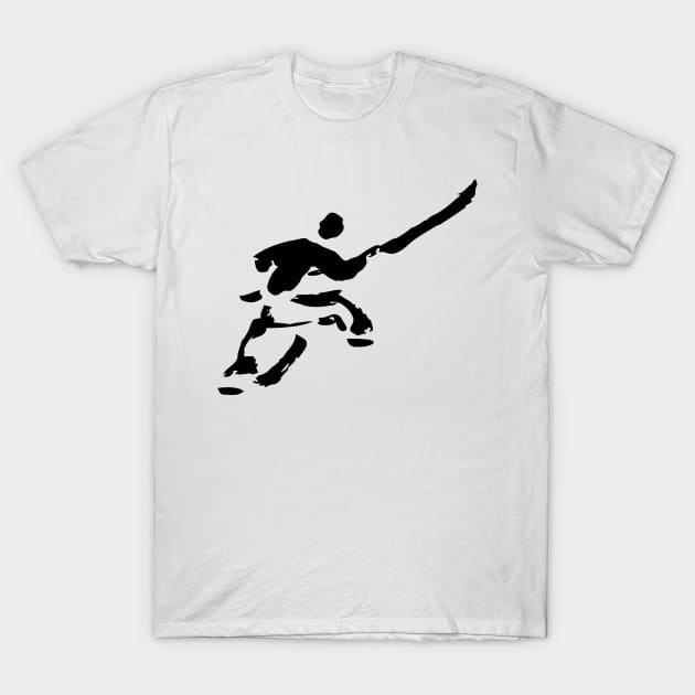 Shaolin monk with weapon / BLACK T-Shirt by Nikokosmos